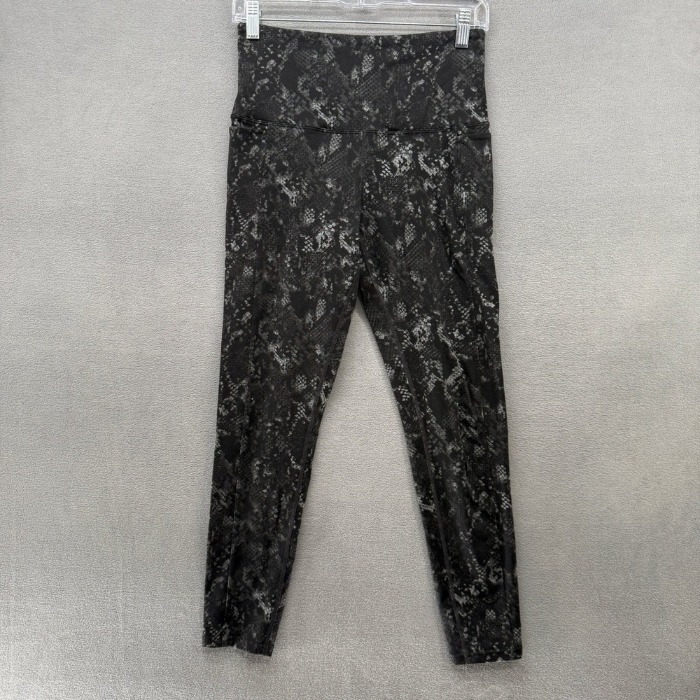 Tuff Athletics Leggings Womens Small High Waist Snakeskin Print Black Grey